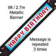 Gaming Controller Happy Birthday Foil Banner