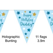 Happy Birthday Daddy Holographic Flag Bunting Banner