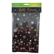 Black & Gold Sparkling Fizz Plastic Tablecover (137x259cm) Pk 1