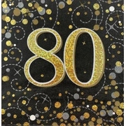 Black & Gold Sparkling Fizz 80 Lunch Napkins 3 Ply (Pk 16)