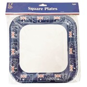 Australia Day Flag Border Square Paper Plates 24cm Pk 8