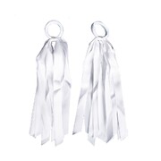 White Hair Ties with Ribbons Pack of 2 | Sports Carnival & 1980s Costume Accessory