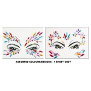 Face Gems Faux Jewels Stickers Assorted Colours Designs