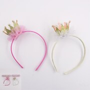 Assorted Pink or Ivory Mini Crown Headband (Pk 1)