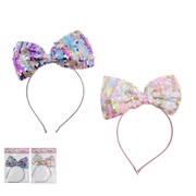 Sequin Sparkle Bow Headband Assorted (Pk 1)