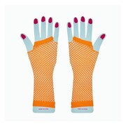 Long Orange Fingerless Fishnet Gloves