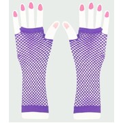 Long Purple Fingerless Fishnet Gloves