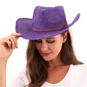 Purple Woven Burlap Cowboy Hat 
