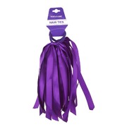 Purple Hair Ties with Ribbons Pk 2 School Carnivals