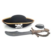 Child Pirate Hat Eye Patch Sword Costume Kit