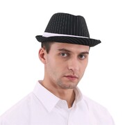 Black Pinstripe Gangster Fedora Hat