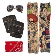 Rock Star Biker Costume Accessory Set 4 Piece | Adult Fancy Dress Accessories