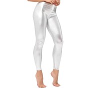 Silver Metallic 1980s Footless Tights Leggings