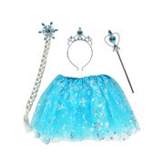 Kids Ice Princess Dress Up Set 4 Piece | Tutu, Tiara, Wand & Hair Braid Costume