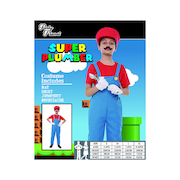 Child Red Super Plumber Boy Costume (X Large, 9-10 Yrs)