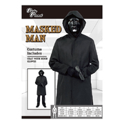 Adult Front Masked Man Black Coat Costume (X Lge)