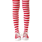 Child Red & White Stripe Over Knee Tights Stockings One Size