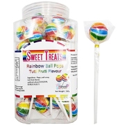 Rainbow Stripe Tutti Frutti Flavour Ball Pops 360g (Pk 24)
