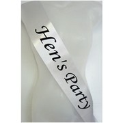 Hen's Party Silver Satin Sash Pk 1
