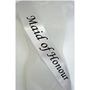 Maid of Honour Silver Satin Sash Pk 1