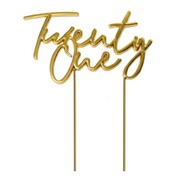 Gold Metal Twenty One 21st Birthday Cake Topper