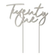 Silver Metal Twenty One 21st Birthday Cake Topper