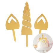 Gold Acrylic Unicorn Cake Toppers (3 Pieces)
