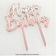 Rose Gold Acrylic Mirrored Happy Birthday Cake Topper