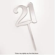 Silver Acrylic Mirrored 21 Birthday Cake Topper (9cm)
