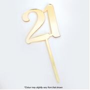 Gold Acrylic Mirrored 21 Birthday Cake Topper (9cm)