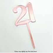 Rose Gold Acrylic Mirrored 21 Birthday Cake Topper (9cm)