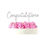 Silver Congratulations Metal Cake Topper 