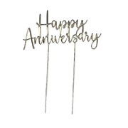 Silver Happy Anniversary Metal Cake Topper