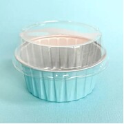 Light Blue Round Foil Baking Cups with Lid Pk 50
