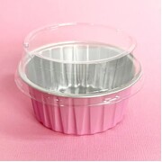 Light Pink Round Foil Baking Cups with Lid Pk 50