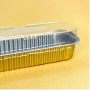 Gold Rectangle Foil Mini Loaf Baking Cups with Lid Pk 10