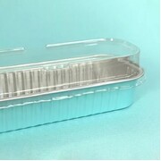 Light Blue Rectangle Foil Mini Loaf Baking Cups with Lid Pk 10