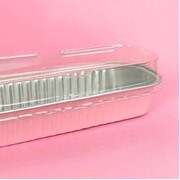 Light Pink Rectangle Foil Mini Loaf Baking Cups with Lid Pk 10