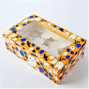 Halloween Cupcake Box With Window 6 Hole Pk 1