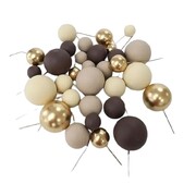 Neutral Mix Foam Ball Cake Decorating Toppers Pk 32