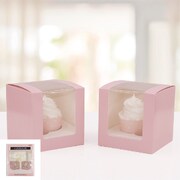 Pink Cupcake Box with Clear Window 10cm (Pk 4)