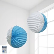 Blue & White Paper Accordion Lantern 25cm (Pk 2)