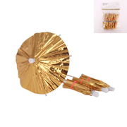 Metallic Gold Cocktail Parasol Umbrella Picks Pk 12