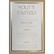Gold & White You're Invited Invitations & Envelopes (Pk 6)