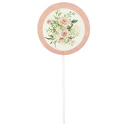 Pink Floral Cupcake Pick Toppers (Pk 12)