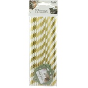 Wild One Baby Shower Gold & White Paper Straws (Pk 12)