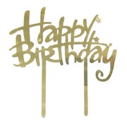 Gold Acrylic Happy Birthday Cake Topper