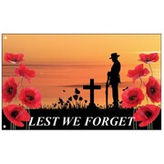ANZAC Day Lest We Forget Fabric Flag with Eyelets 150x75cm