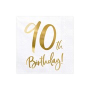 Gold Foil 90th Birthday 3 Ply Paper Lunch Napkins Pk 20