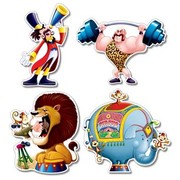 Circus Acts Cutouts (36cm) Pk 4 (Assorted Designs)